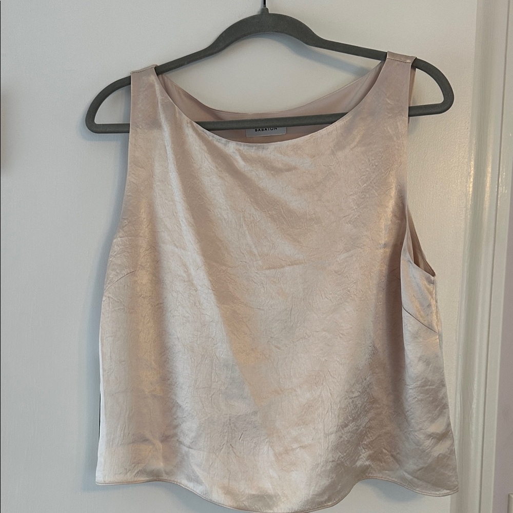 Babaton Light Beige Satin Tank Top